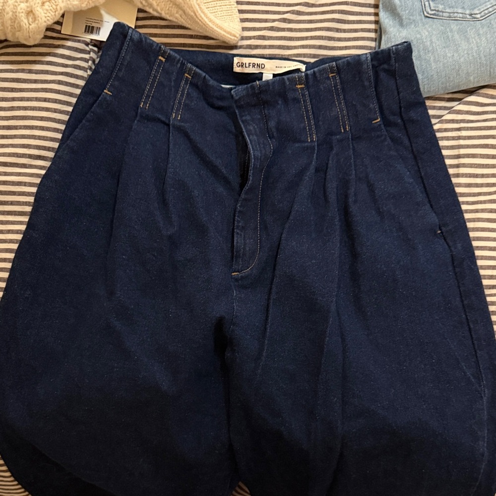 Girlfriend Collective rinse trouser Jean wide leg size small